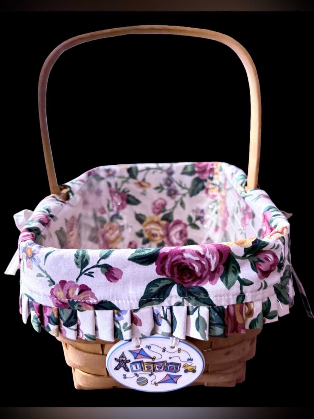 Vintage 1998 Longaberger Spring Basket Combo w/ Garden Splendor Liner